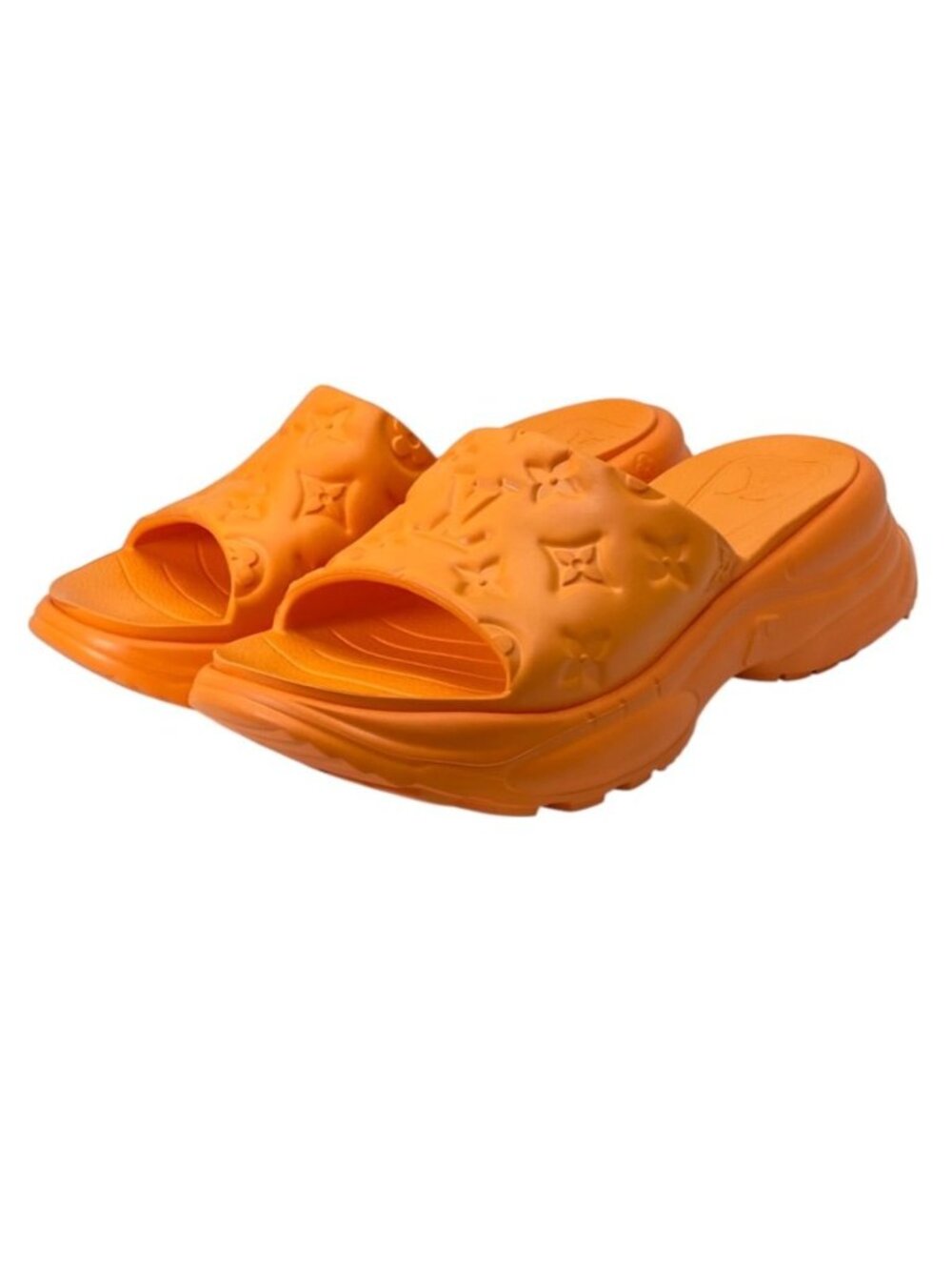 Louis Vuitton Pool 55 Line Sandals Monogram Embossed Rubber Orange